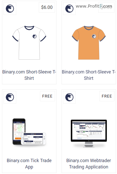 Binary.com shop example products