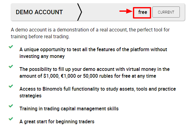 Binomo Demo Account Type