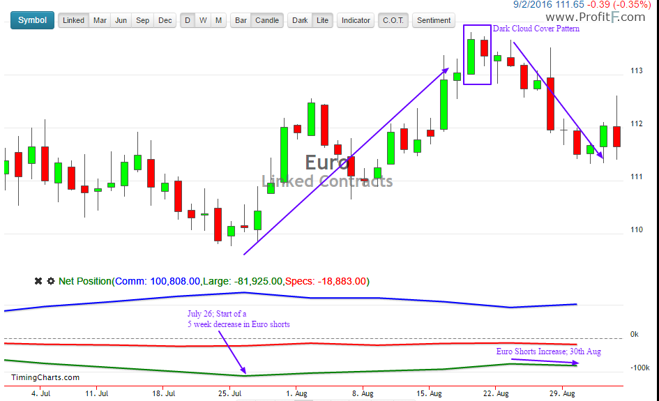 EURO cot report chart analysis